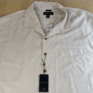 Pronto Uomo Men's Button Down Short Sleeve Silk Shirt Size XXL Classic Fit NEW